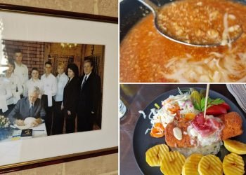 Kavinėje, kuri turėjo garbės ruošti pietus V. Adamkui, pasijutome lyg nublokšti 40 metų atgal