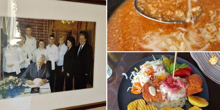 Kavinėje, kuri turėjo garbės ruošti pietus V. Adamkui, pasijutome lyg nublokšti 40 metų atgal