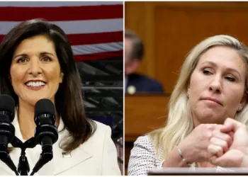 MTG atmetė naujai paskelbtą kandidatę į prezidentus Nikki Haley kaip tiesiog George'ą Bushą „kulnais“
