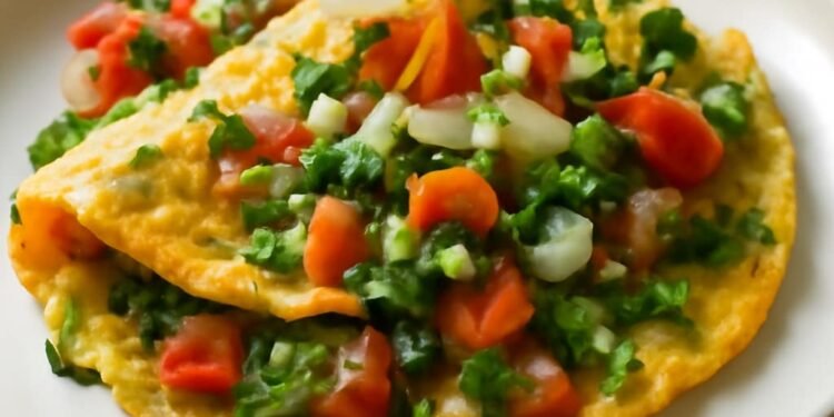 Receptas: Daržovių omletas su sūriu