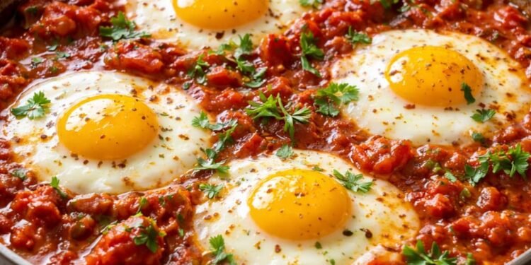 Receptas: Shakshuka su fetos sūriu ir šviežiomis žolelėmis Receptas: Shakshuka su fetos sūriu ir šviežiomis žolelėmis